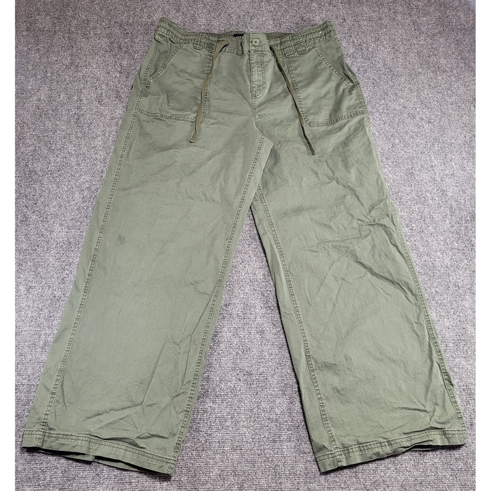 Aeropostale Women's Green Twill Low Rise Wide Leg Utility Baggy Pants Size XL